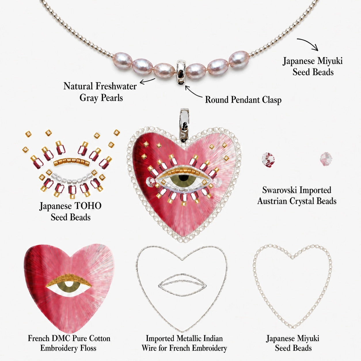 Gazeheart Embroidered Pearl Necklace