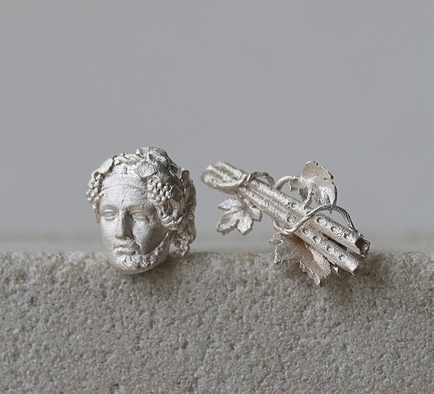 Dionysus Aulos Silver Earrings