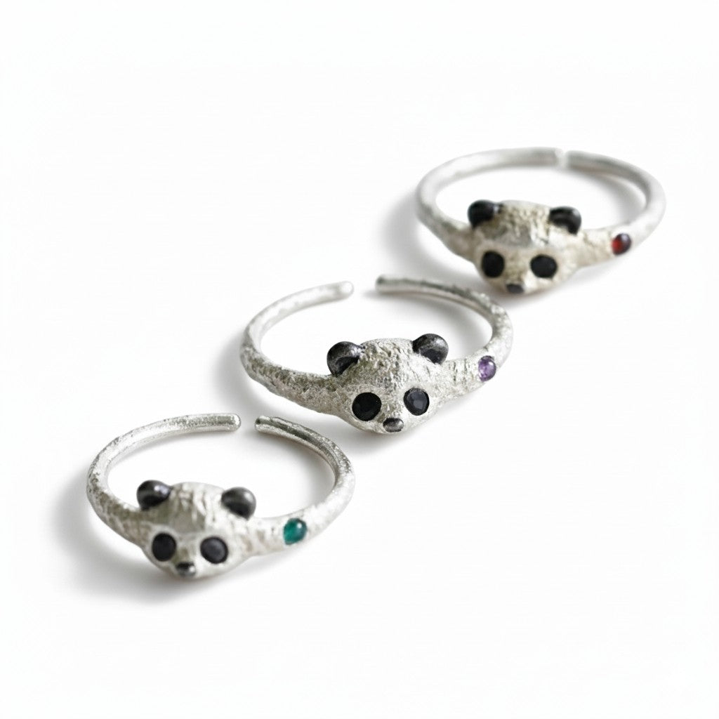 Lazy Panda Cuddling Ring - Handmade Sterling Silver Panda Ring with ...