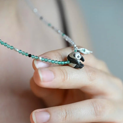 Lazy Panda Perching - Necklace